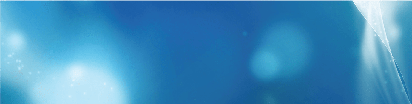 Abstract gradient blue background with soft bokeh light effects and white streaks on the right side.